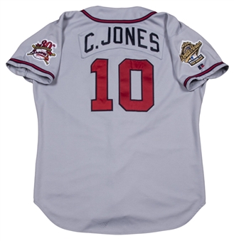 1995 Chipper Jones Game Used Atlanta Braves Regular Season & World Series Worn Road Jersey With World Series Patch 